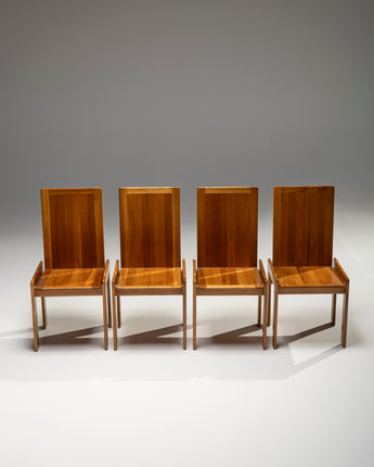 Set of 4 Italian Elm Dining Chairs by Romanutti, Italy, 1970s