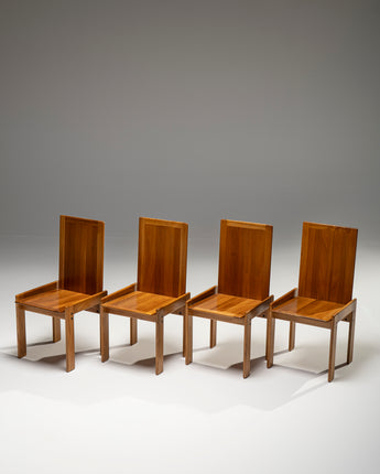 Set of 4 Italian Elm Dining Chairs by Romanutti, Italy, 1970s
