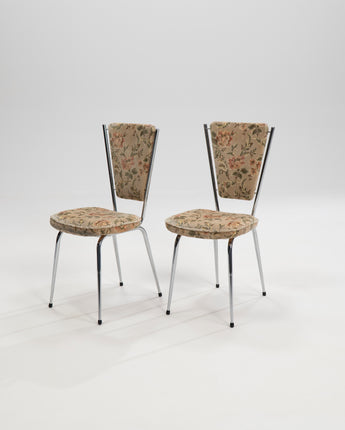 Pair of flowered dining chairs, Italy, 1980s