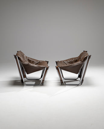 Pair of Sonic armchairs by Odd Knutsen for Hjellegjerde Møbler, Norway, 1970s