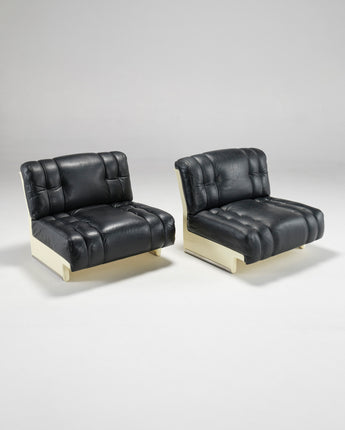 Pair of space age leather chairs, Italy, 1970s