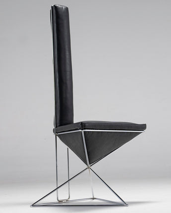 Geometric Leather Italian Accent Chair, Italy, 1980s