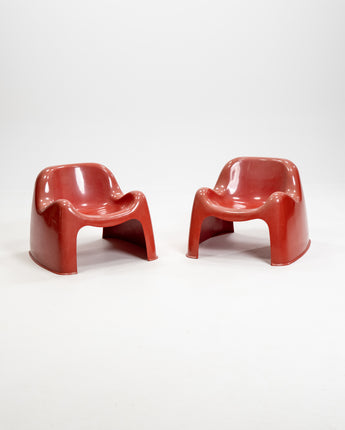 Set of Two Orange Toga Chairs by Sergio Mazza for Artemide, 1960s