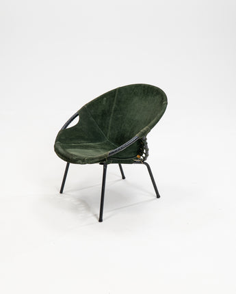 Mid-Century Balloon Armchair in Green Cocktail Chair from Lusch & Co., 1960s