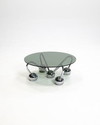 Sputnik Coffee Table in Chromed Metal and Smoked Glass,1970s,Italy
