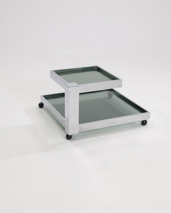 Serving Bar Cart in Chrome and Smoked Glass, 1970s
