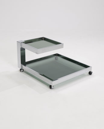 Serving Bar Cart in Chrome and Smoked Glass, 1970s