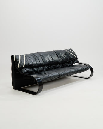 Italian Leather Three Seater Sofa by Coralba,1980s